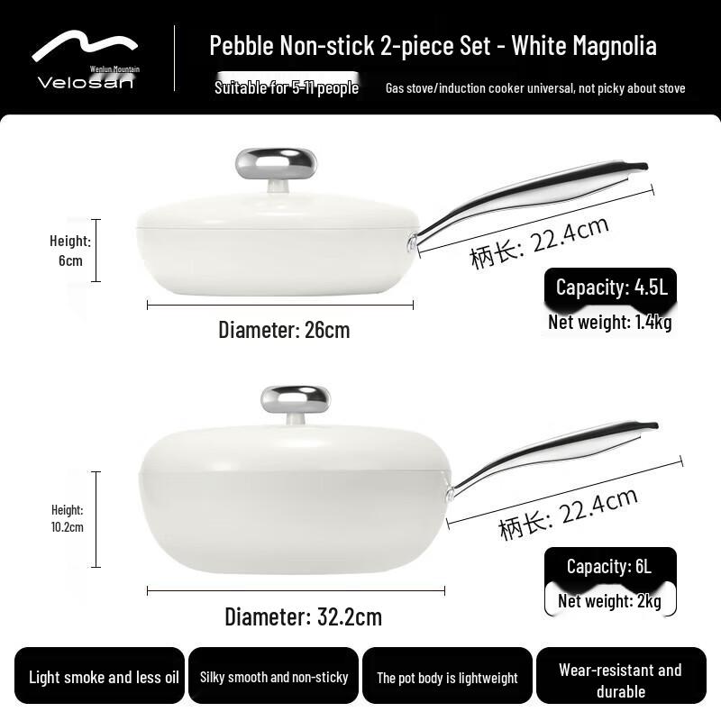 VELOSAN Pebble Nonstick Wok and Frying Pan Set