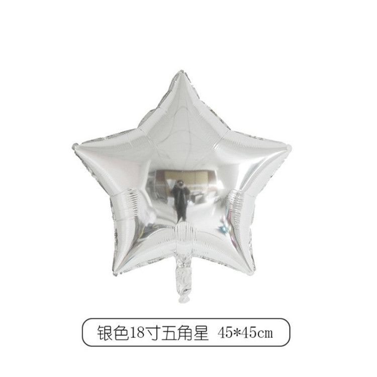18-Inch Light Plate Monochrome Five-Pointed Star Aluminum Film Balloon, Festival Party Birthday Decoration Arrangement Star Aluminum Foil Balloon