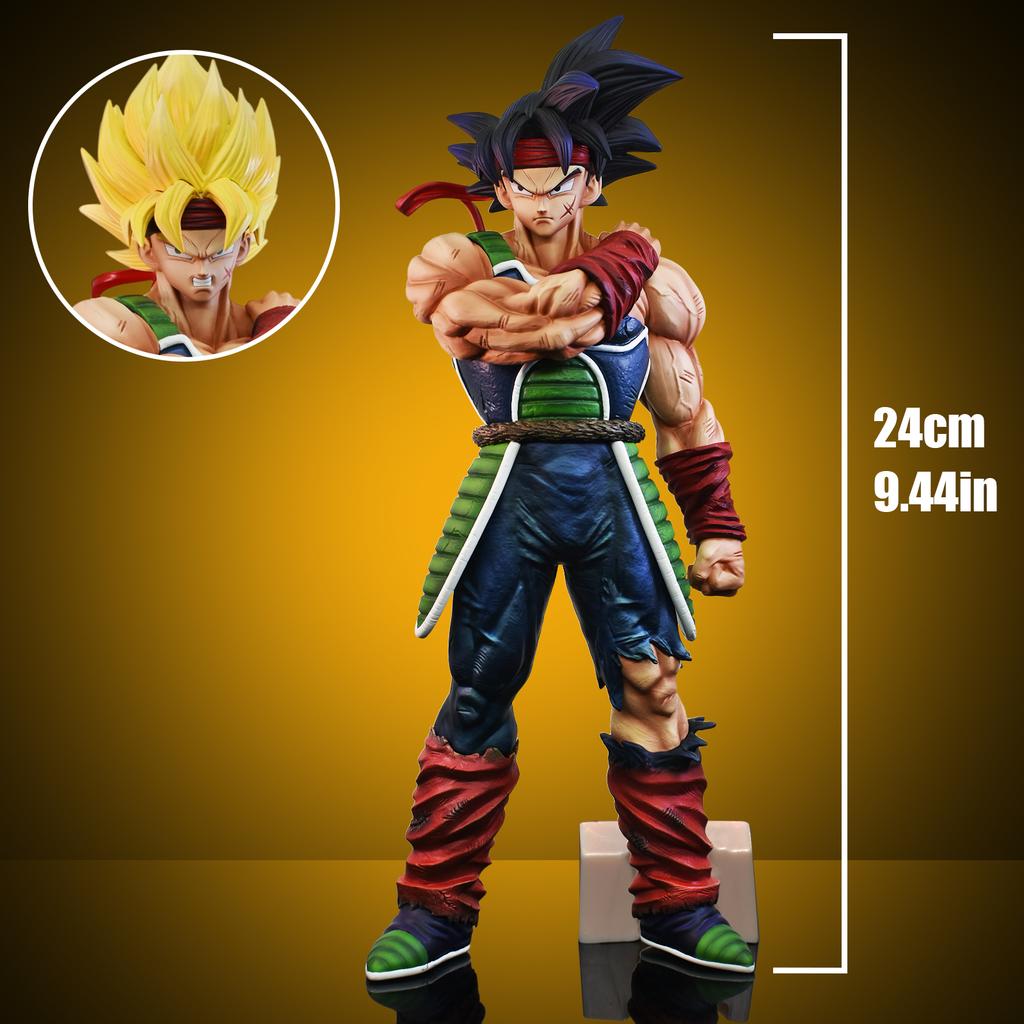24cm/9.4in Anime Dragon Ball Z Figure Bardock Figure Collectible Model Statue Toy Gift (Two Heads)