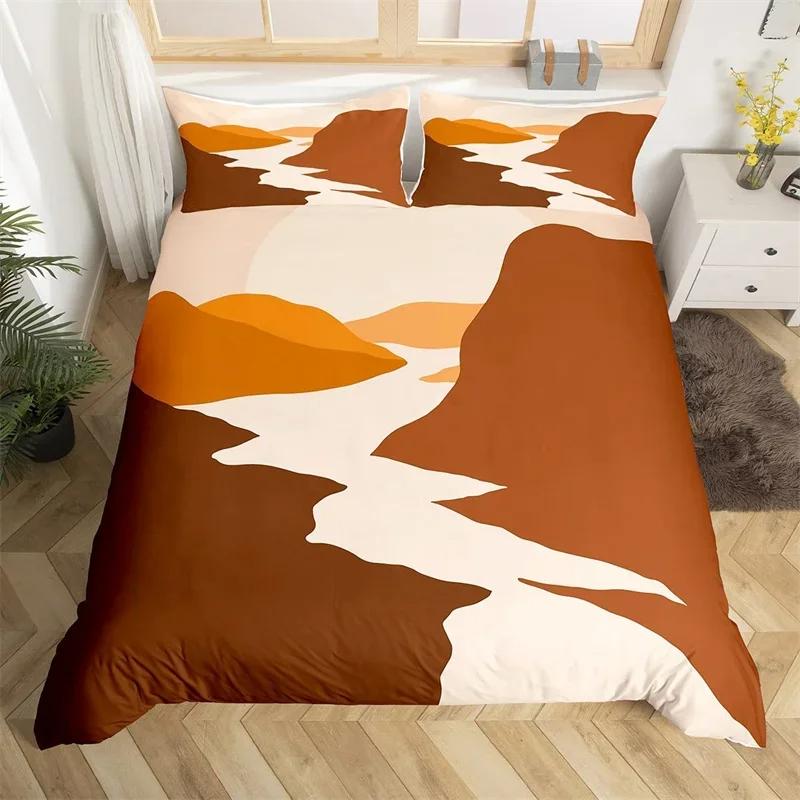 

Abstract Landscape Duvet Cover Single King Queen Farmhouse Style Bedding Set Microfiber Mid Century Black And Gold Quilt Cover EU Single(135x200cm)