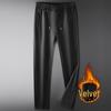 Men's Plus Size Autumn Fleece-Lined Sweatpants - Elastic Waist, Straight Leg Casual Pants
