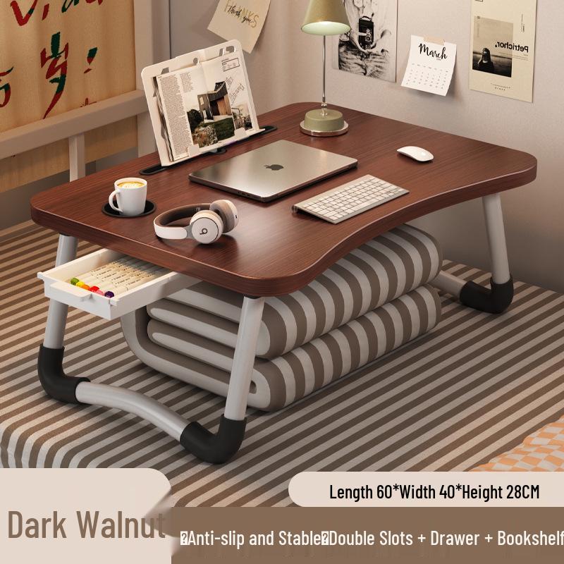 Folding Bedside Desk/Table for Laptop & Study - Bay Window, Bedroom, or Pit Use with Large Brackets