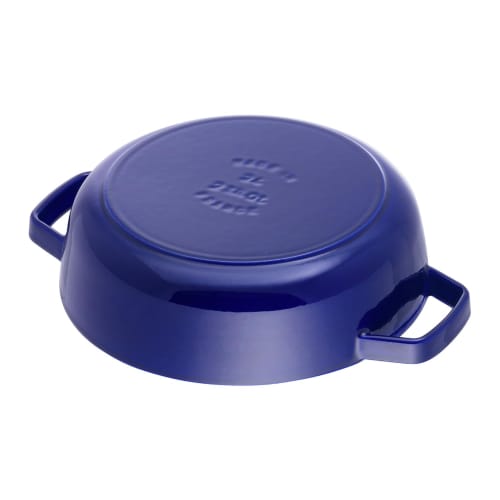 Staub Braiser Saut? Pan, Grand Blue, 28cm, Large, Double-Handled Cast Iron Enamel Pan, Shallow, Sukiyaki, Induction Compatible [Official Japanese Prod