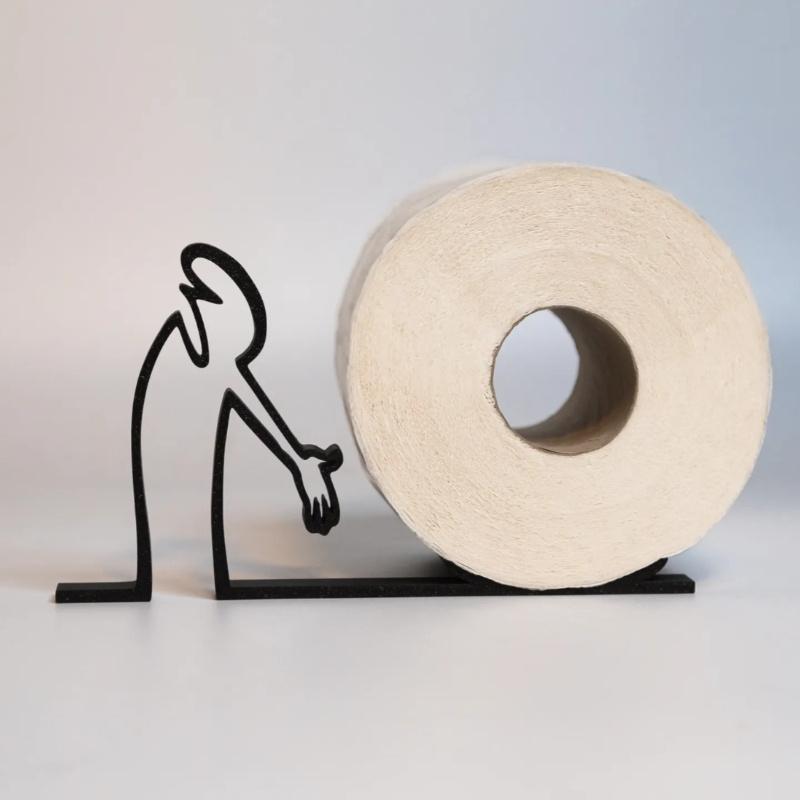 3D Printed Toilet Paper Holder Elegant Freestanding Tissue Roll Stand with Over-the-Nodder Design, Perfect for Bathroom or Guestroom Decor