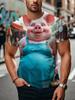 Popular 3D Cartoon Animal Print T-shirt for Men with Fun and Funny Patterns Short Sleeved Tops for Summer Casual O-neck Trendy and Cool Pullover