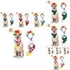 Festive Knitted Christmas Scarf For Pets Featuring Colorful Cartoonish Wig Design For Dogs