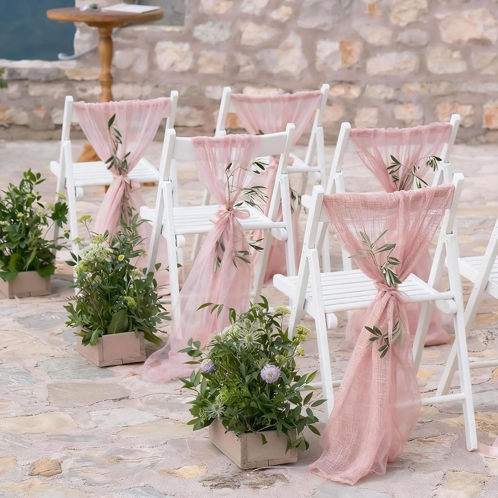 Dusty Pink Cheesecloth Table Runner, 10 FT Boho Rustic Cheese Cloth Gauze, 35x120 Inches Centerpieces Decor for Wedding Spring Easter Baby Bridal