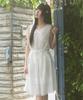 Naien Lace Patch Dot Sleeveless Dress White