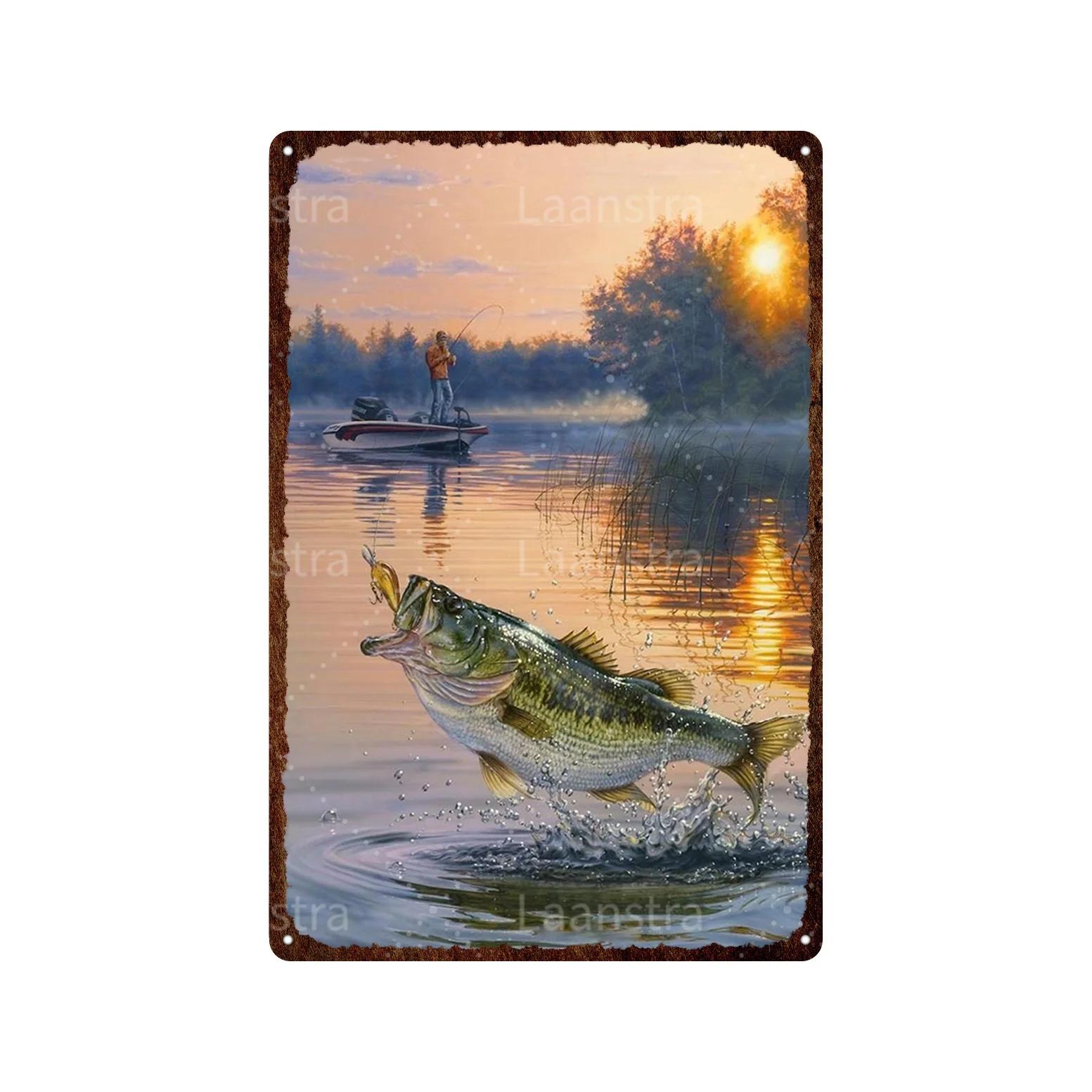 

Винтажная Металлическая Табличка с Животными и Разными Рыбами Настенный Декор Жестяные Вывески Художественные Постеры Табличка Декор Мужской Комнаты Бара Клуба Железная Живопись 20x30cm（7.8x11.8inch）