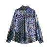 24 Spring New Simple Style Women's Clothing Casual Loose Patchwork Print Silk Satin Texture Shirt 2298073 330
