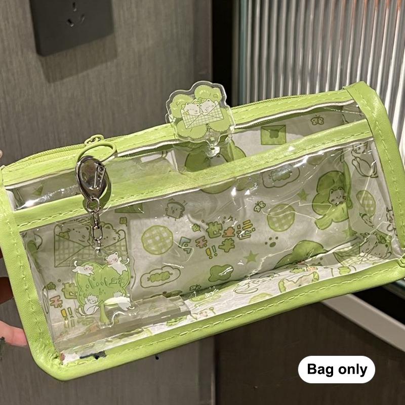 Cartoon Translucent Pencil Case Multi-Layer Vertical Large-Capacity Stationery Storage Bag School Supply Cosmetic Bag
