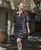 ZEROSTREET [2 Colors] Striped Collar Dress