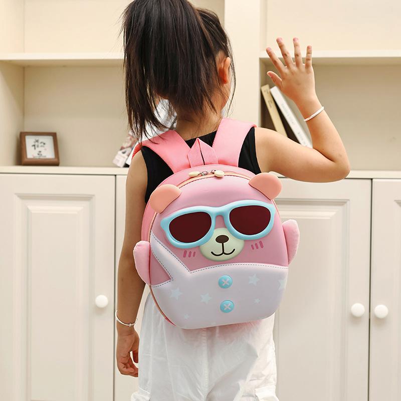 Schoolbag New Large Capacity Kindergarten School Bag Children's Cute Cartoon Bear Pressure Shell Bag Children's Fun 1D Backpack
