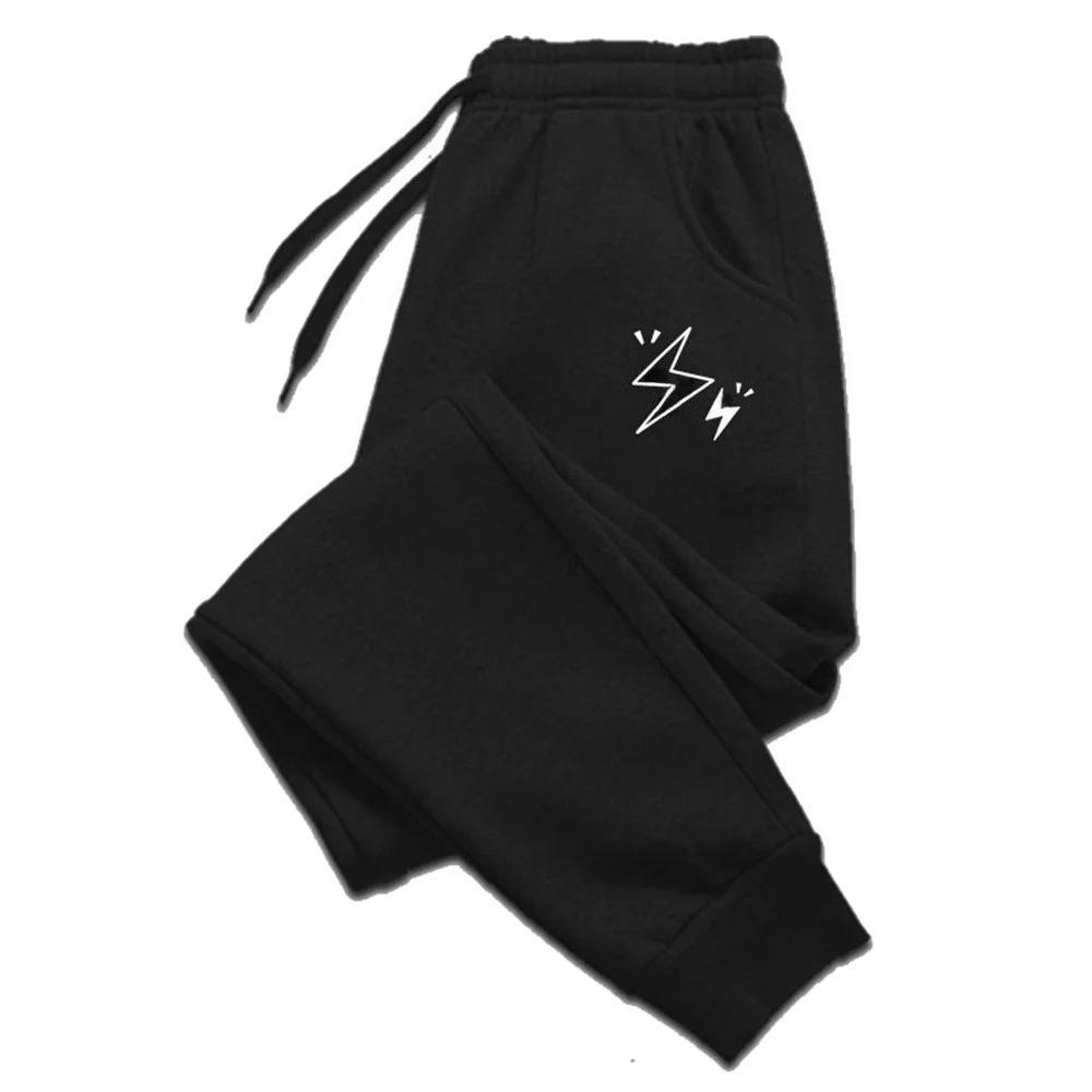 Men s running sports printed casual sweatpants S чёрный