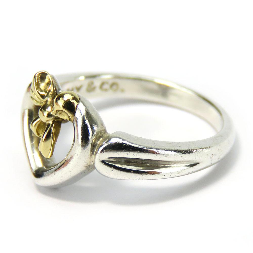 Used TIFFANY&Co. Ring Heart Ribbon EU#50.5 Silver925/K18 Yellow Gold 3.5g Silver Yellow Gold