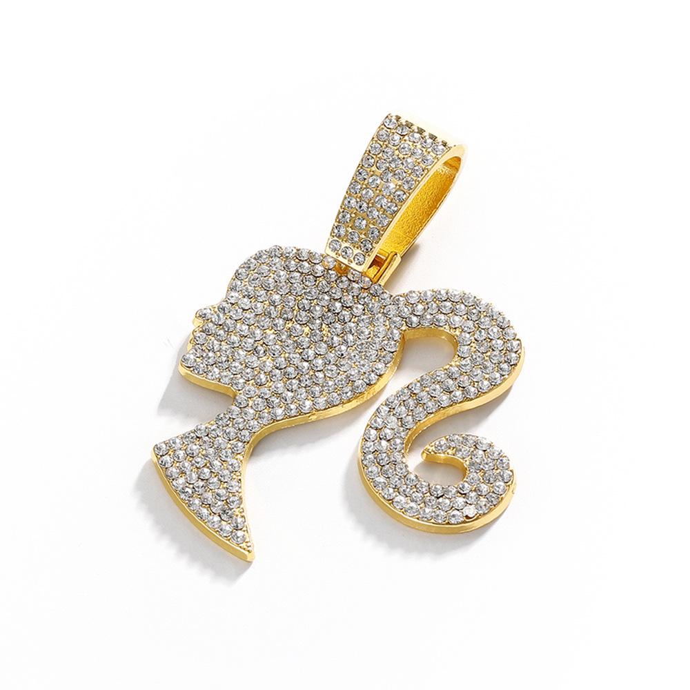 

European & American Alloy Full Diamond Head Pendant Hip-Hop Jewelry with Cuban Chain