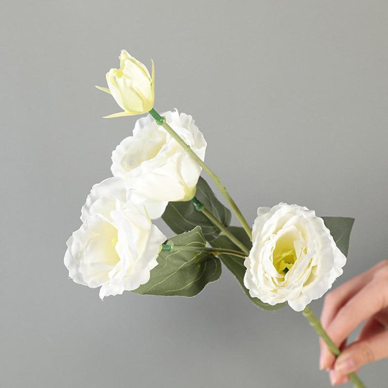 Roses Eustoma artificielles en soie, 3 pièces, fausse flore européenne pour décoration de jardin de maison, fête de mariage