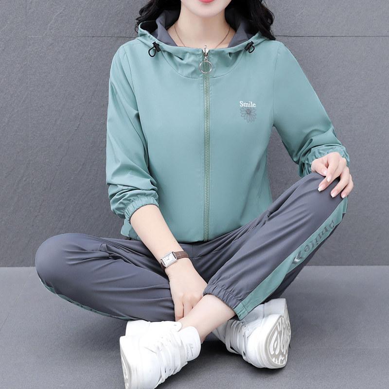 

Осенне-зимний повседневный спортивный костюм для женщин, Осенний стиль, Комплект женской одежды для бега для женщин, Комплект из двух предметов L светло-синий