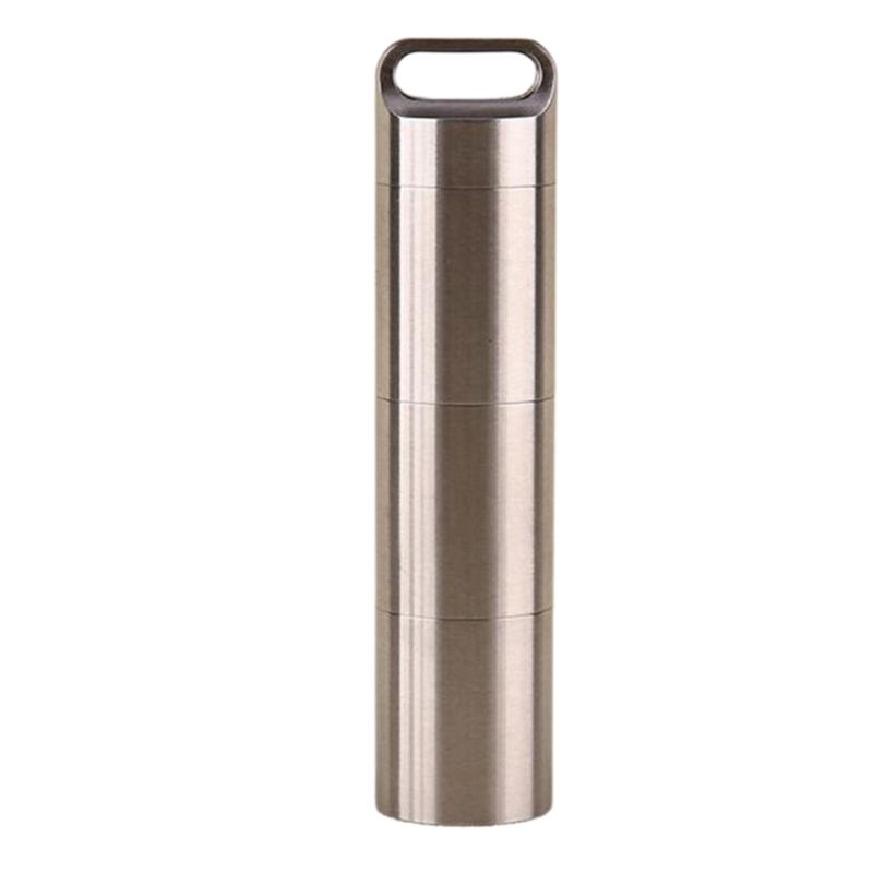 Waterproof Pills Box Keychains Stainless Steel Pocket Pills Holder Keychains Light Weight Travel Case Medicine Bottles S