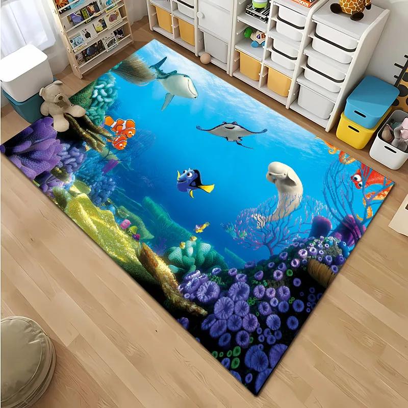 HD Underwater World 3D Illusion Seabed Cartoon Carpet,Rug for Living Room Rug for Bedroom Sofa Doormat Decor Non-slip Floor Mat