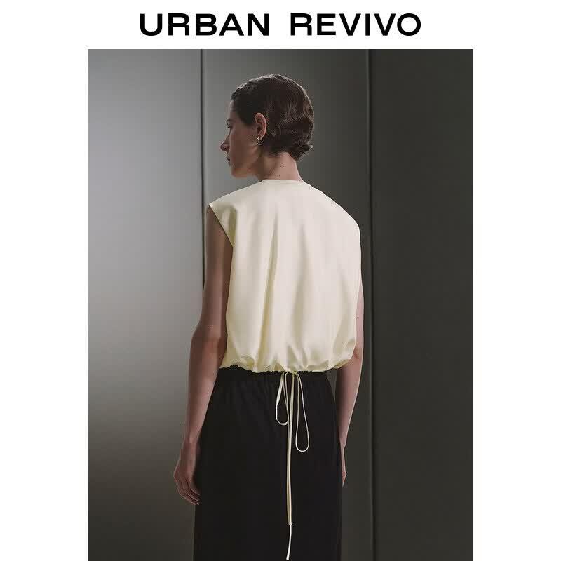 UR Urban Collection Women's Silk V-Neck Ruched Blouse