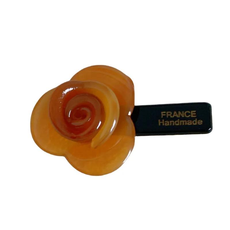 Korean Rose Flower Hair Duckbill Clip Acetic Acid Small Flower Side Clip Simple Temperament Bangs Hairpin Styling Accessories