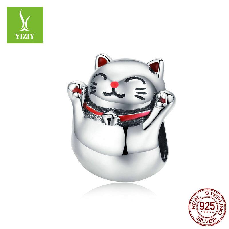 Electroplated Black Gold Animal Cat Diy Bracelet Beaded Accessories Personalized 925 Silver Beads