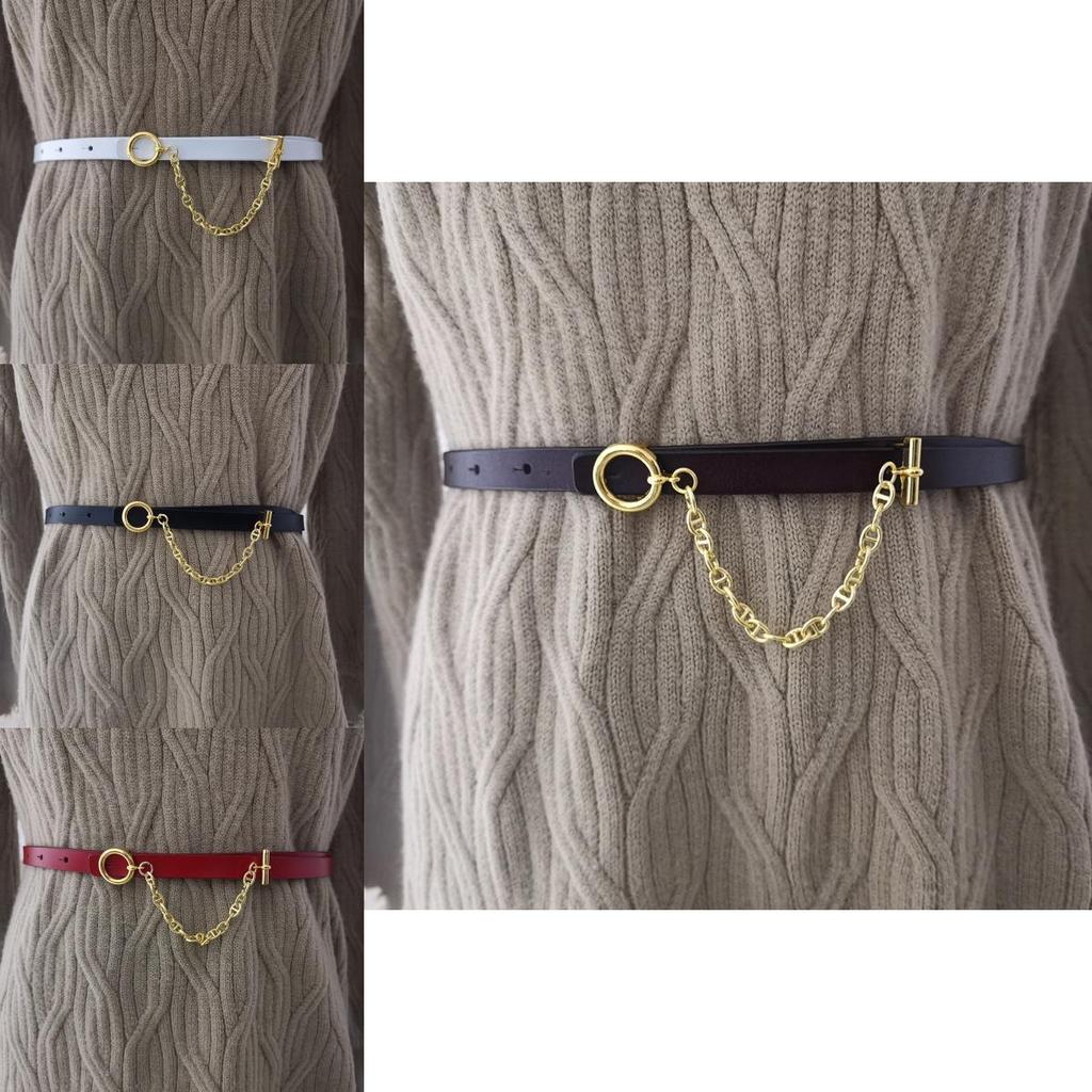 Minimalist Solid Color Leather Dress Belt With Metal Snap For Stylish Womens Accessories