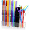 Clear Straw Holder for Cabinet Door, Acrylic Adhesive Straw Organizer for Saves Space Inside Cabinet Door & Kitchen Counters Storage