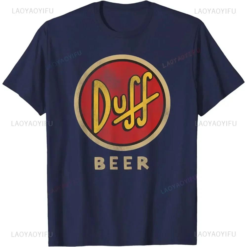 The Simpsons Duff Beer Circle Logo V2 TShirt Cotton Retro Street Fashion Mens Shirt Short Sleeve Design Printed Tshirt Tops