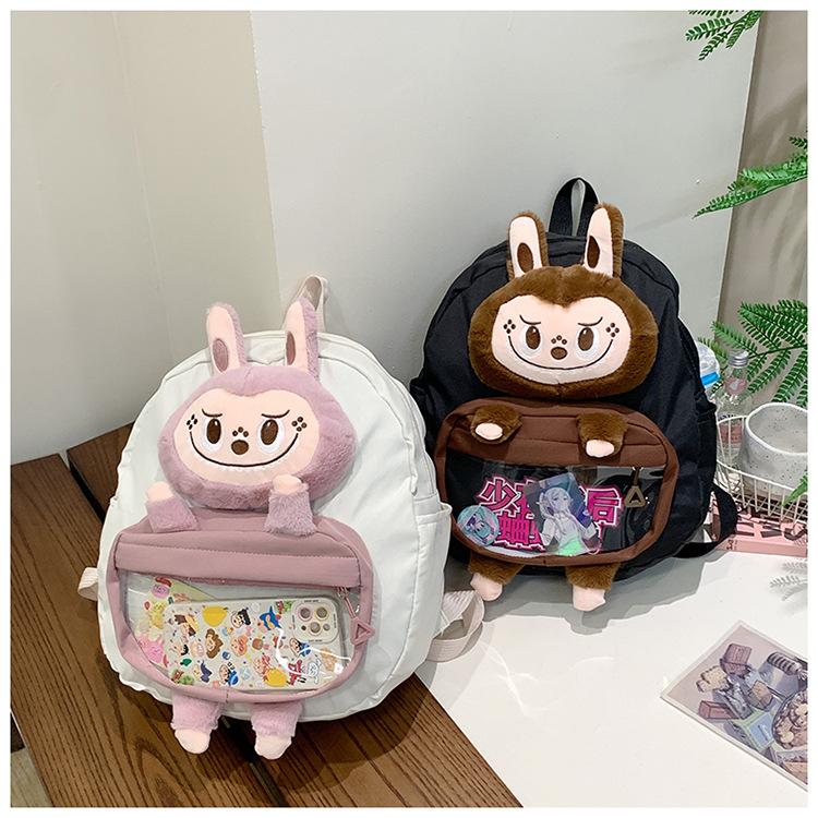 Cartoon cute Labu plush shoulder bag two-dimensional pain bag large capacity high-end backpack school bag CLE
