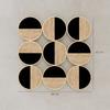 Decorative Geometric Wall Art Modern 3D Adornment 60x60 cm with Black Plastic Mirror and Natural Wood