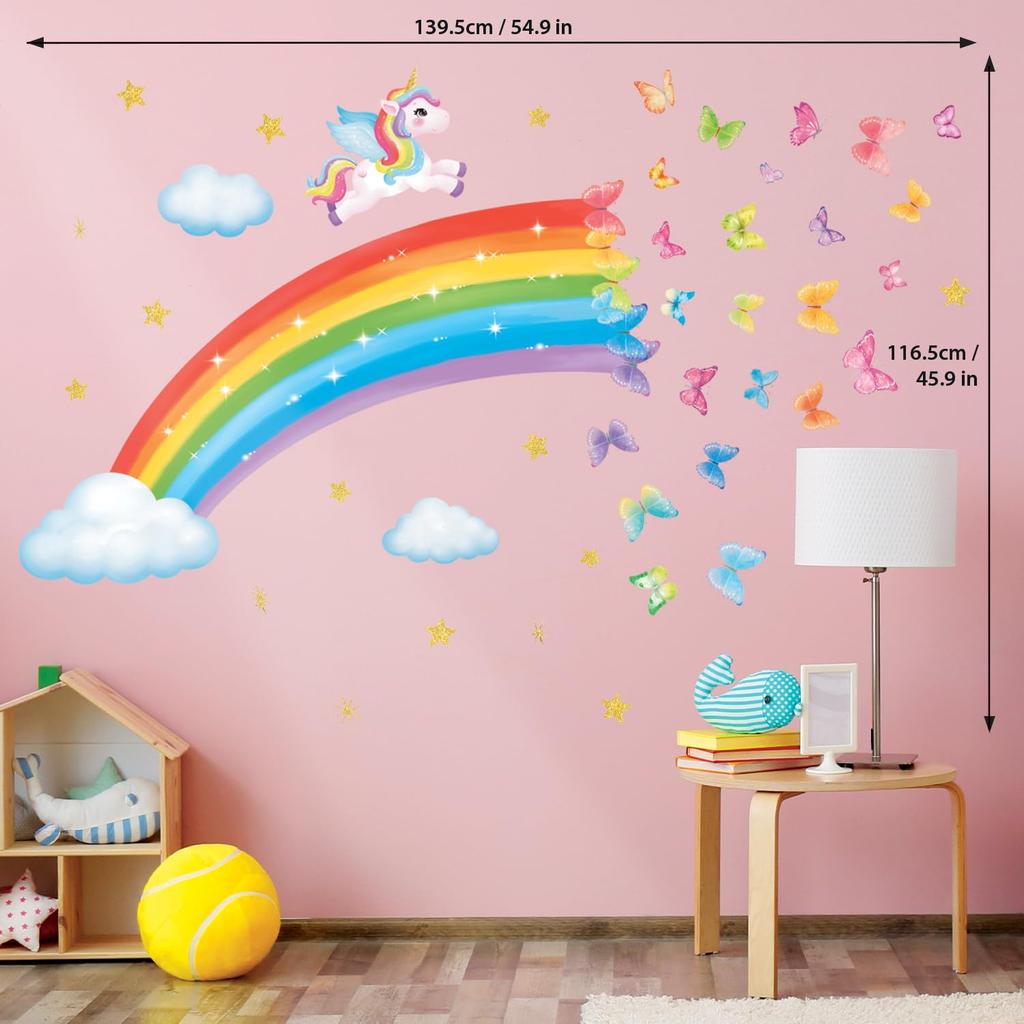 DECOWALL Радуга и Единорог Наклейка на стену Deco Princess Детская вечеринка Детский сад Детская комната DIY Наклейка на стену Наклейка на стену Наклейка на стену Наклейка для мальчиков и девочек