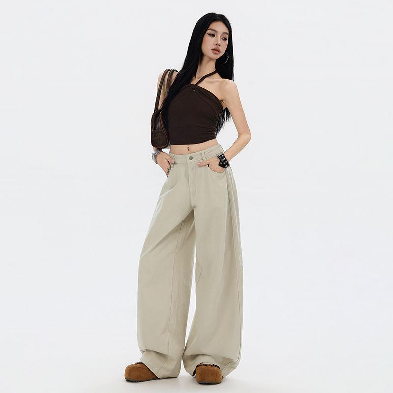 Spring and Summer New Martin Casual Pants Scimitar Jeans Women's High Waist Loose and Thin Straight Mopping Pants