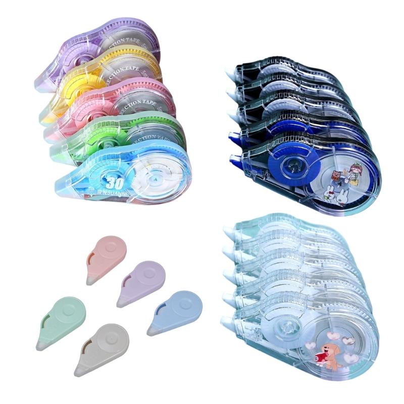5 Pcs Large Capacity Correction Tape Correction Rollers Portable White Out Correction Tape School Office Supplies