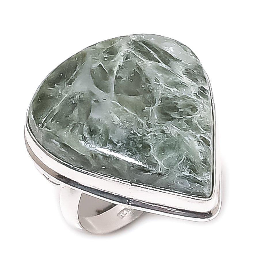 

Seraphinite Gemstone Handmade 925 Sterling Silver Jewelry Ring Size 8 B0O72