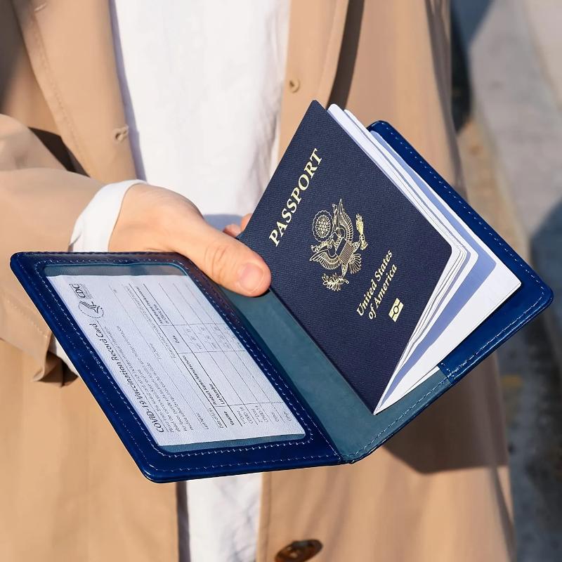 Porte-passeport de haute qualité Housse Portefeuille Essentiels de voyage Blocage RFID Étui à cartes en cuir Indispensables pour les voyages internationaux Accessoire de voyage