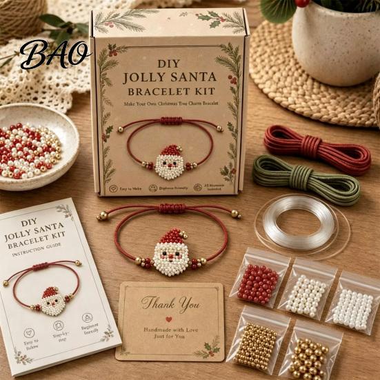 Beads for Jewelry Making DIY Christmas Beaded Bracelet Kit, Holiday Handmade Craft Supplies, Xmas Beading Sets Kids Bead Kit Adults, Kids, Family