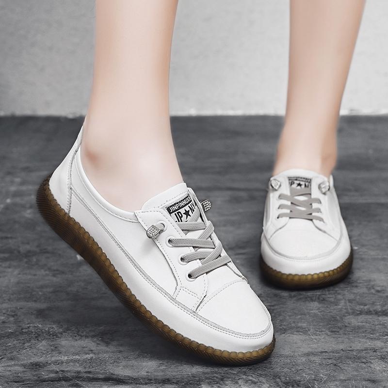 Fashion Genuine Leather Soft Sole Outdoor Summer Walking Vulcanized Shoes Women Jogging Sneakers Woman Flat Trainers Fitness Footwear
