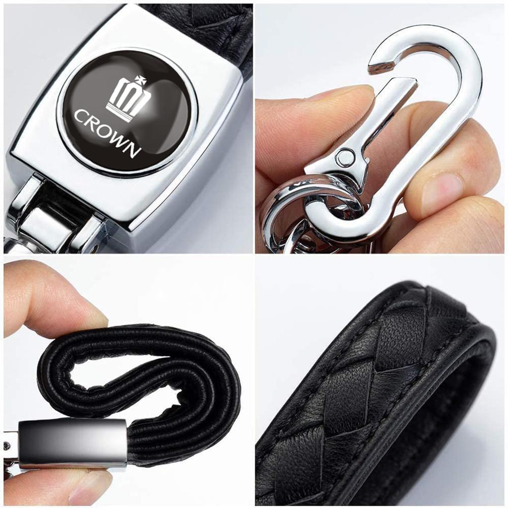 [InnoWave] Keychain, Compatible CROWN Crown Genuine Leather Car Key Chain, Car Logo Keychain, Keyring,