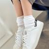 College-style Calf Socks, Women's Socks, Solid Color, Versatile and Breathable Mid-calf Socks, Pile Socks, White Sweat-absorbing Women's Cotton Socks