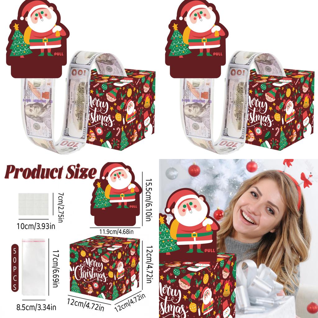 Christmas Tree Pattern Money Box Paper Gift Box For Holiday Party Decorations