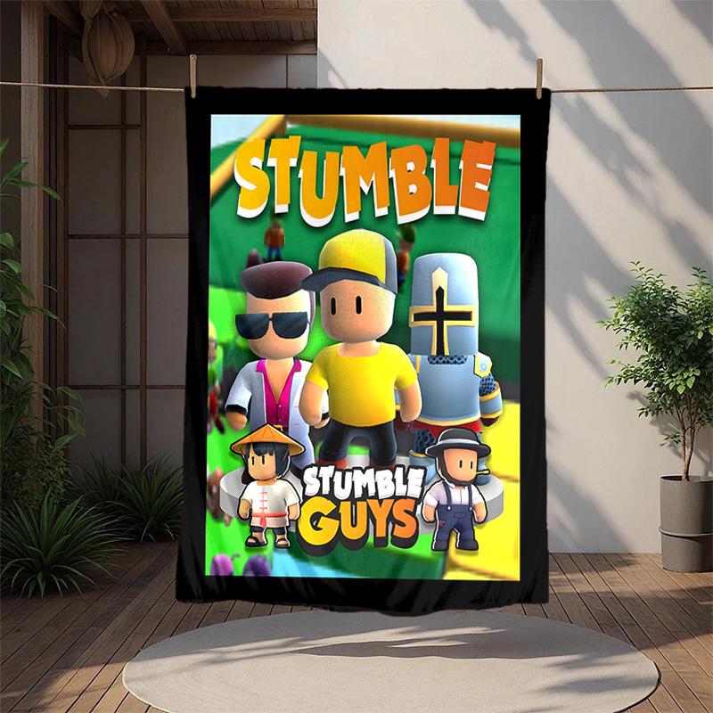 Stumble Guys Flannel Blanket Soft Warm All-Season Throw, Design for Camping, Car Travel, Hiking Sofa, Bed, Office Perfect Gift for Parties