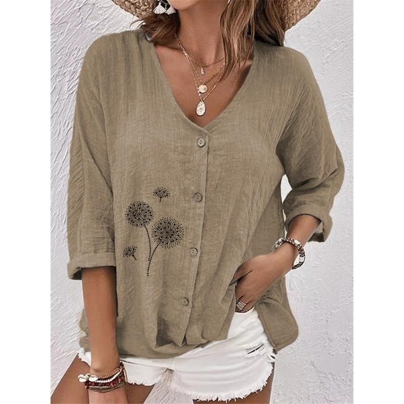 IHUASU Women's Fashion Casual Long Sleeve V-Neck Blouses & Shirts Elegant