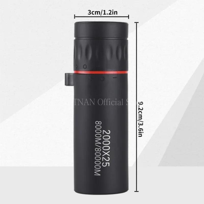 Portable Mini HD 2000x25 Monocular Telescope with Phone Holder for Camping Hunting Birdwatching Outdoor Telescopes