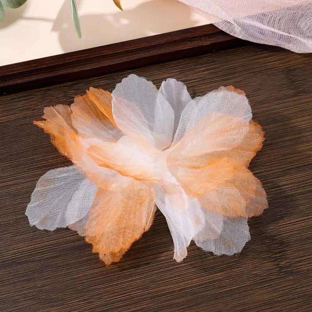 14cm 3D Organza Flowers DIY Silk Flower Lace Patches Applique Wedding Dress Accessories Gradient Lace Trim Sewing Accessories
