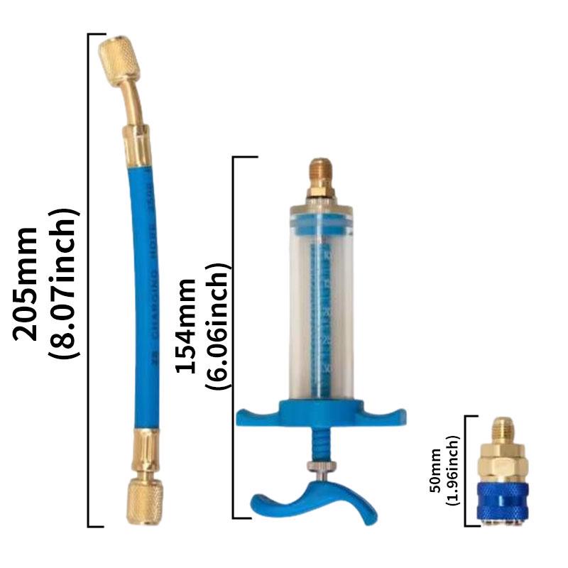 Car AC Oil & Dye Injector Tool, 1 oz, 1/4" Refrigerant Charging