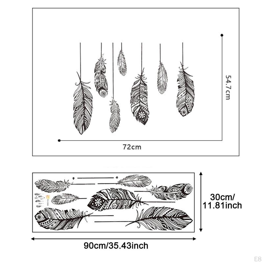 Beautiful Feather Wall Sticker for Bedroom, Easy To Clean, Dining Room Background, Decal,