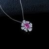 S925 Sterling Silver Pink Sapphire Flower Necklace for Women - Elegant Jewelry for Dating, Commuting, and Festivals