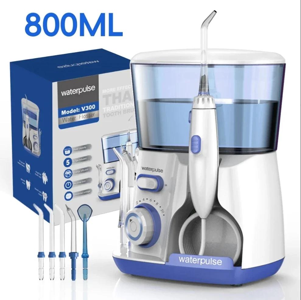 

2026New V300G Oral Irrigator 5pcs Tips Dental Water Flosser Electric Cleaner 800ml Oral Hygiene Dental Flosser for Oral Care KR белый